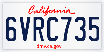 CA license plate 6VRC735