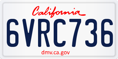 CA license plate 6VRC736