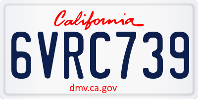 CA license plate 6VRC739