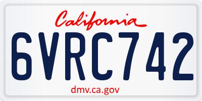 CA license plate 6VRC742