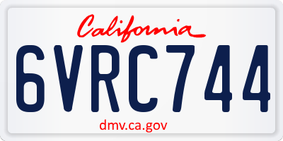 CA license plate 6VRC744