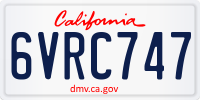 CA license plate 6VRC747