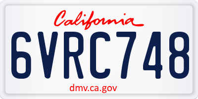 CA license plate 6VRC748