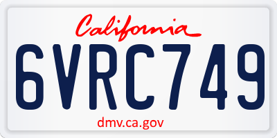 CA license plate 6VRC749
