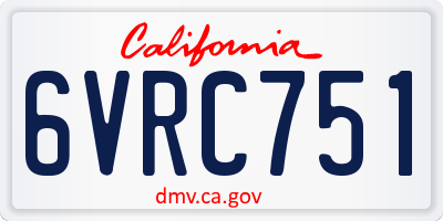 CA license plate 6VRC751