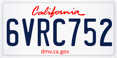 CA license plate 6VRC752