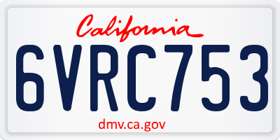CA license plate 6VRC753