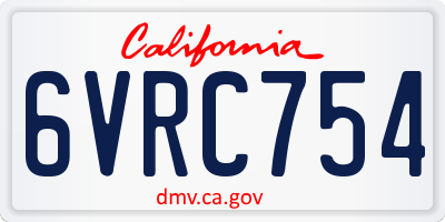 CA license plate 6VRC754