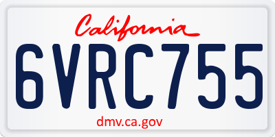 CA license plate 6VRC755