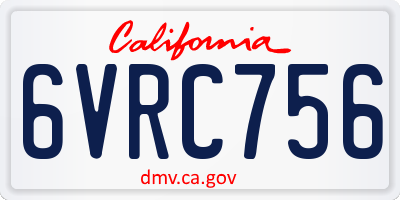 CA license plate 6VRC756