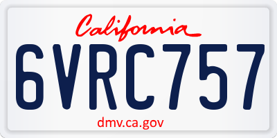 CA license plate 6VRC757