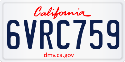 CA license plate 6VRC759