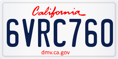 CA license plate 6VRC760