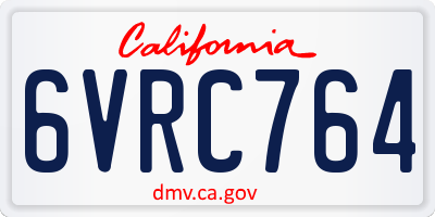 CA license plate 6VRC764