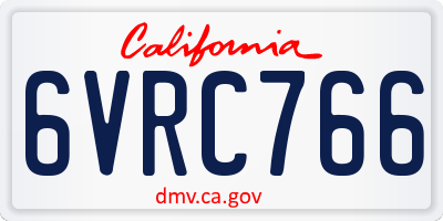 CA license plate 6VRC766
