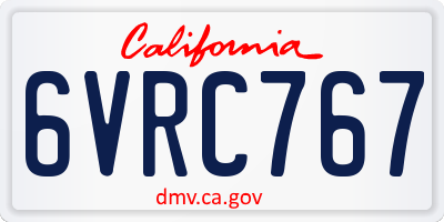 CA license plate 6VRC767