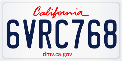 CA license plate 6VRC768