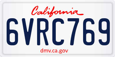 CA license plate 6VRC769