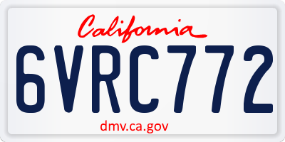 CA license plate 6VRC772