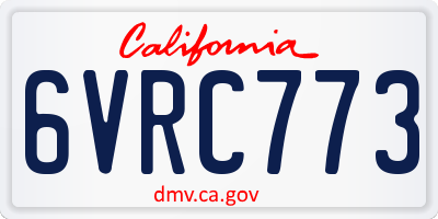 CA license plate 6VRC773