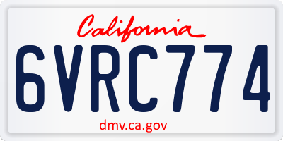 CA license plate 6VRC774