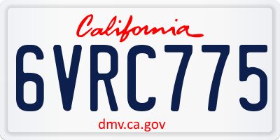 CA license plate 6VRC775