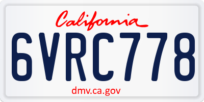 CA license plate 6VRC778