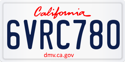 CA license plate 6VRC780