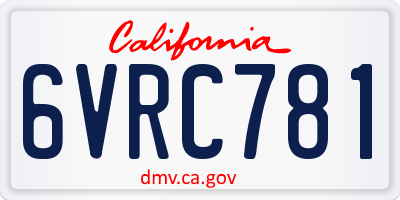 CA license plate 6VRC781