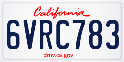 CA license plate 6VRC783
