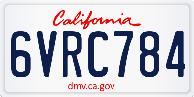 CA license plate 6VRC784