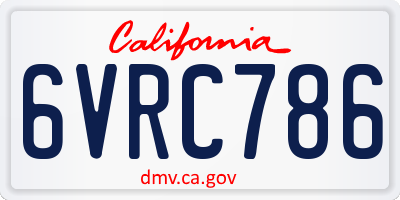 CA license plate 6VRC786
