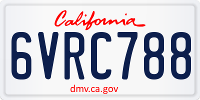 CA license plate 6VRC788