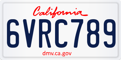 CA license plate 6VRC789