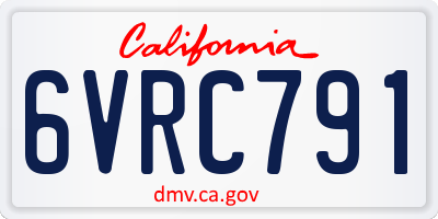 CA license plate 6VRC791