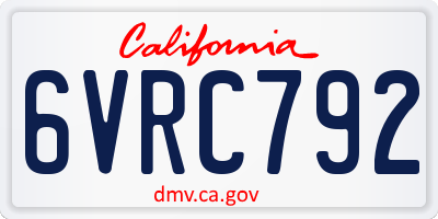 CA license plate 6VRC792