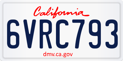 CA license plate 6VRC793