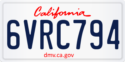 CA license plate 6VRC794