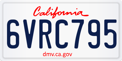 CA license plate 6VRC795
