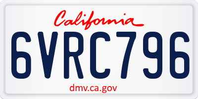 CA license plate 6VRC796