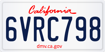 CA license plate 6VRC798