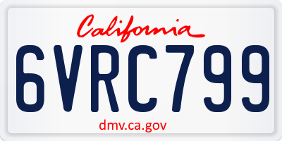 CA license plate 6VRC799