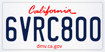 CA license plate 6VRC800
