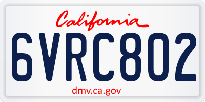 CA license plate 6VRC802