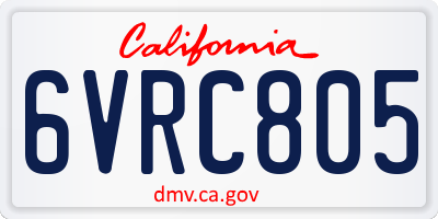 CA license plate 6VRC805
