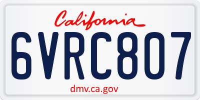 CA license plate 6VRC807