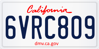 CA license plate 6VRC809