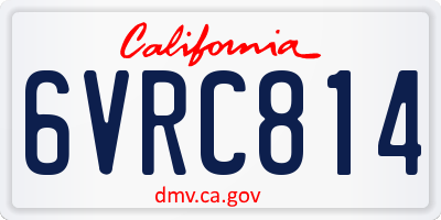 CA license plate 6VRC814