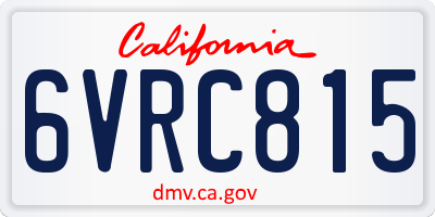 CA license plate 6VRC815