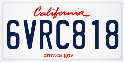 CA license plate 6VRC818